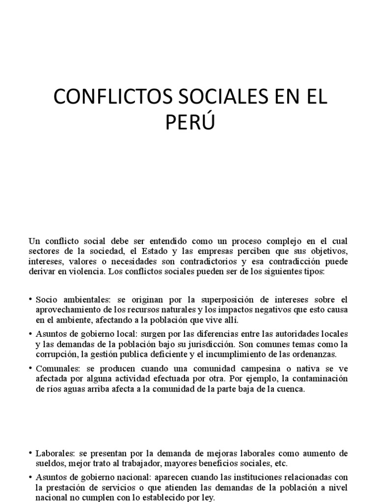 Conflictos Sociales en El Perú | PDF | Corrupción política | Conflicto ...