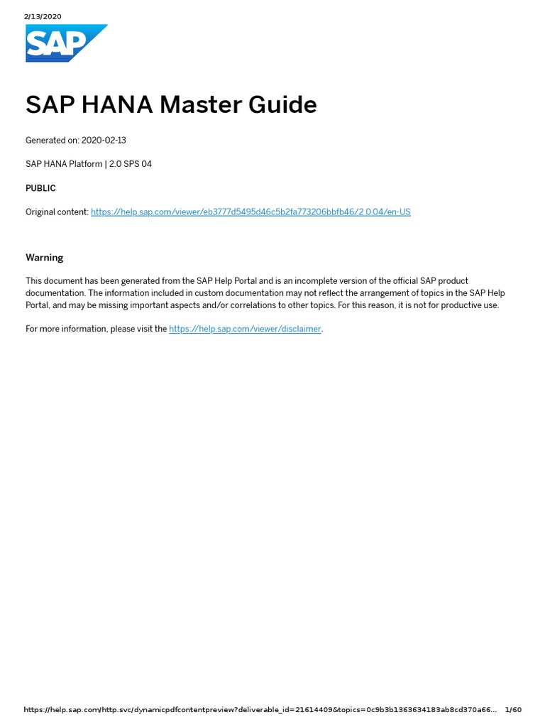 HANA Master Guide 2.0 | PDF | Cloud Computing | Databases