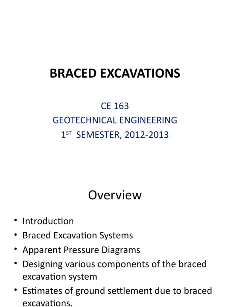 Braced Excavations | PDF | Soil Mechanics | Deep Foundation