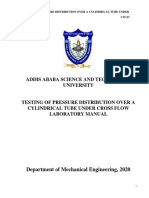 Testing of Pressure Distribution Over A Cylindrical Tube Under Cross