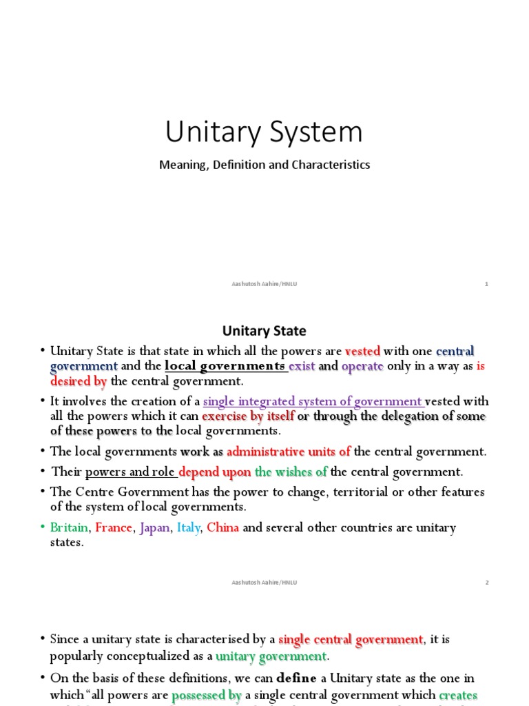 Unitary System: Definition and Features | PDF | Special Administrative ...