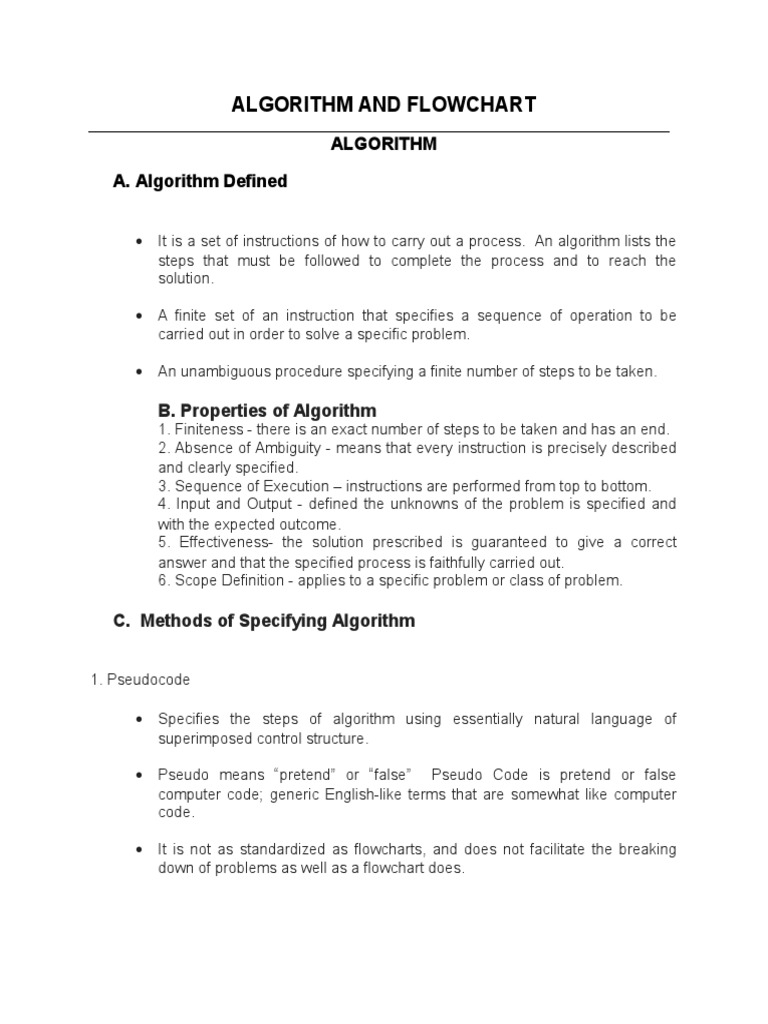 Algorithm and Flowchart PDF Free | PDF | Algorithms | Area