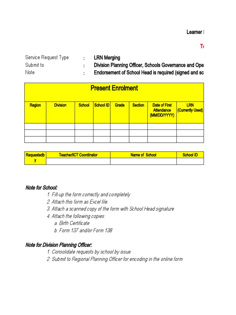 LRN Merging Request Template | PDF | Career & Growth