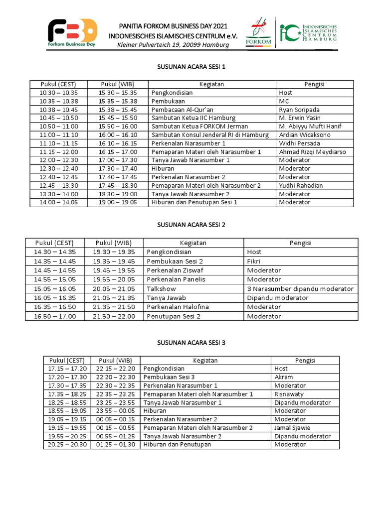 Susunan Acara FBD | PDF