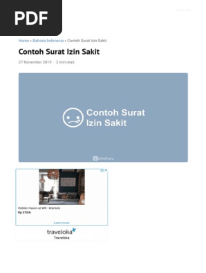 3 Contoh Surat Izin Sakit Tidak Masuk Sekolah Pdf