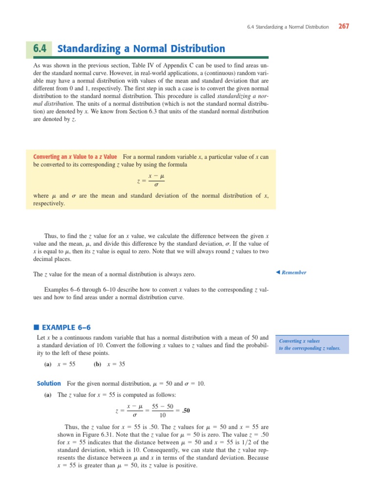 2.reading Material On Standardising Normal Distribution | PDF ...