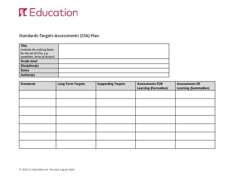 Standards-Targets-Assessments (STA) Plan: Title | PDF