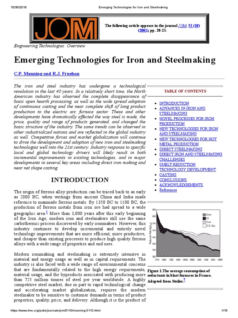 00emerging Technologies For Iron and Steelmaking | PDF | Steelmaking ...