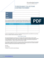 Accounts Receivable Collections Confirmation Example Letter Memo