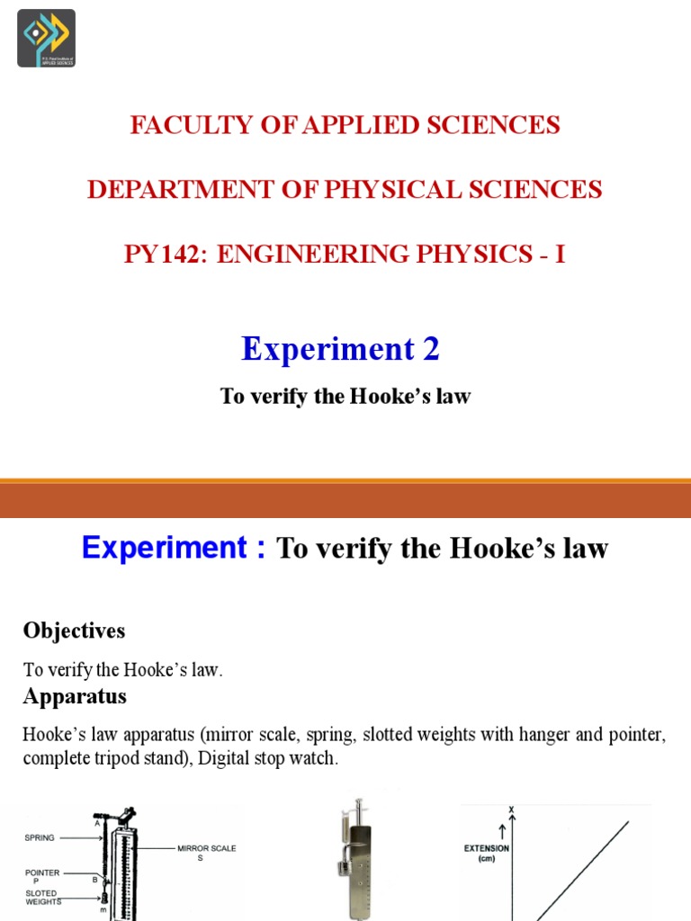 Verification of Hooke's Law Experiment | PDF | Elasticity (Physics) | Force