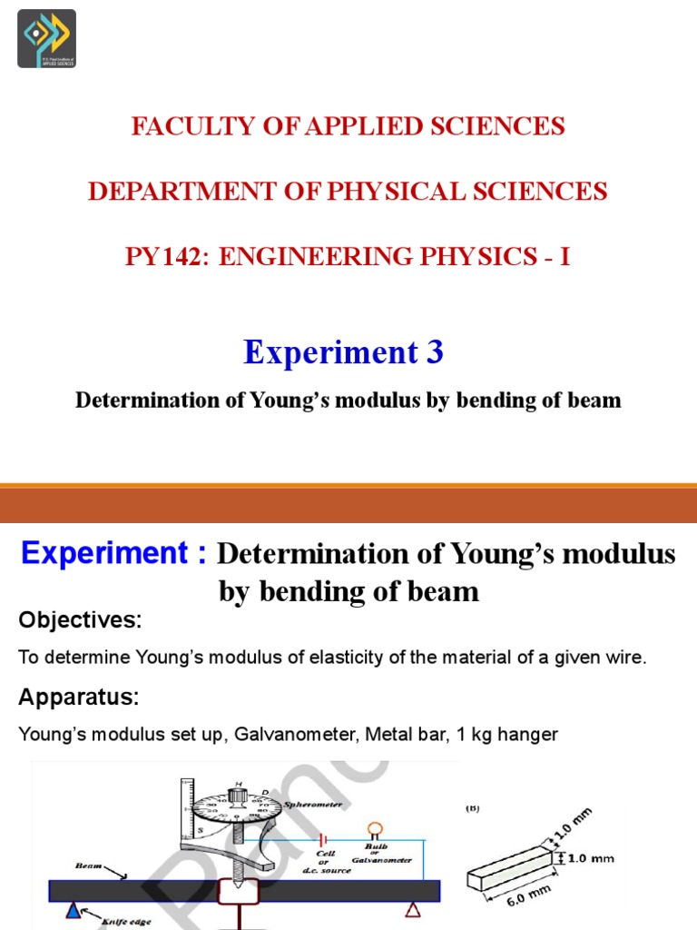 Experiment 3 Young's Modulus PDF Young's Modulus Elasticity (Physics)