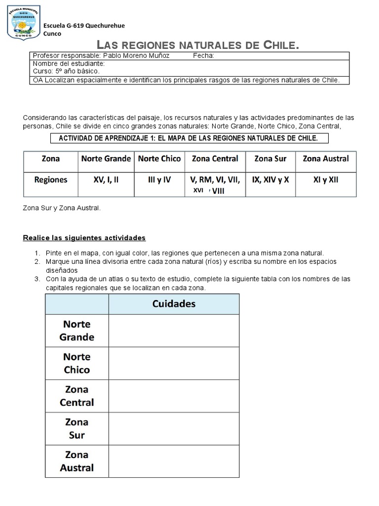 Regiones Naturales de Chile: Norte Grande y Chico | PDF | Ciencia y ...