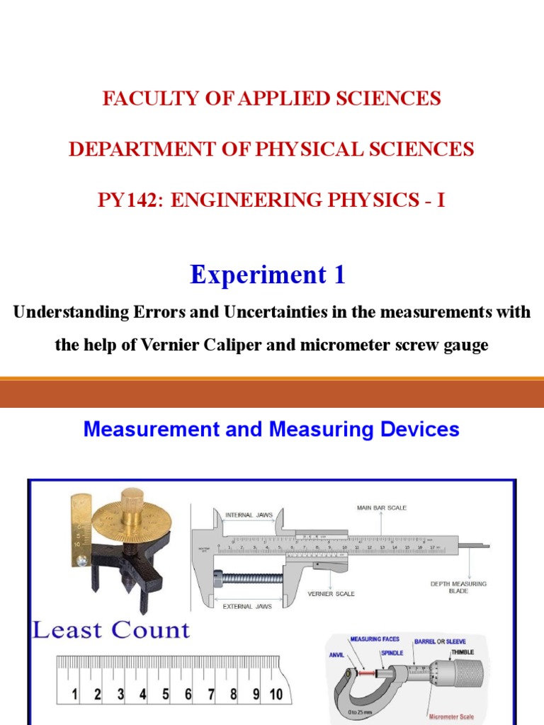 Vernier Calliper and Micrometer Screw Gauge PDF