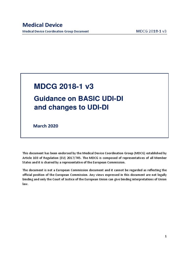 MDCG 20181 v3 Guidance On Basic UDIDI and Changes To UDIDI PDF