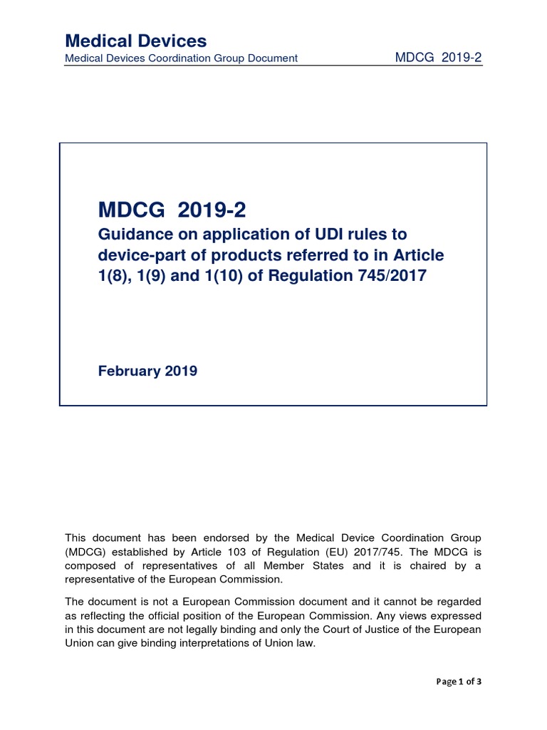 UDI Guidance for Medical Device Parts | PDF | Medical Device | European ...