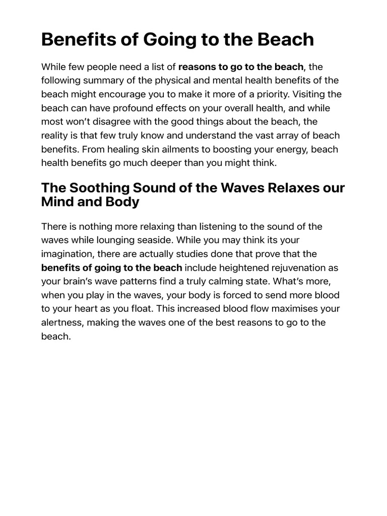 Benefits of Going To The Beach PDF Beach Sleep