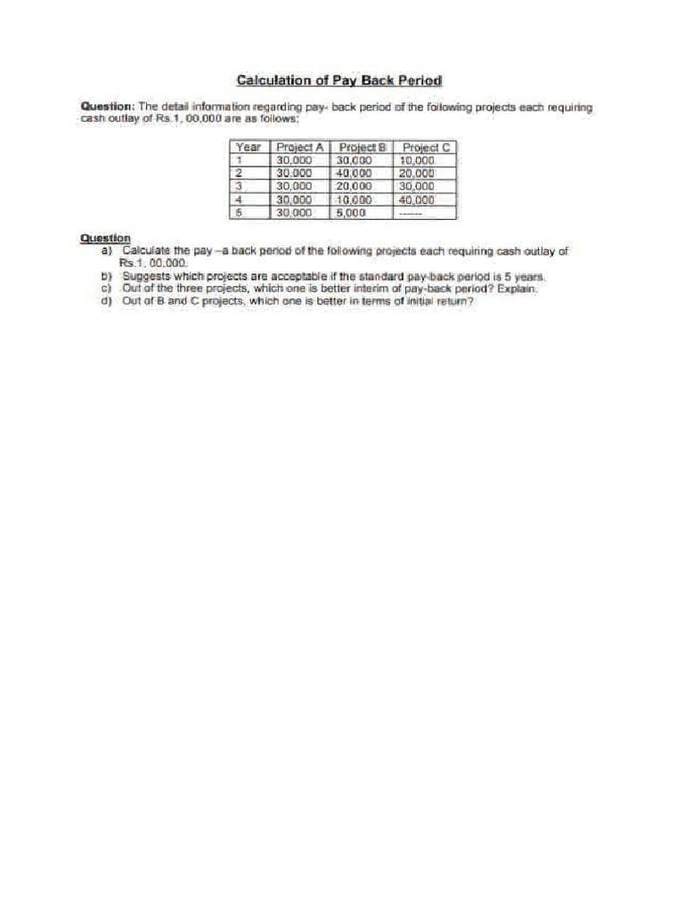 Project Management Numerical | PDF | Return On Investment | Money