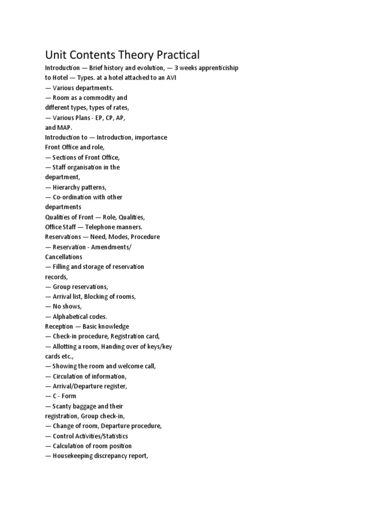 Introduction to the Front Office Department An Overview of Key Functions, Sections, Staffing