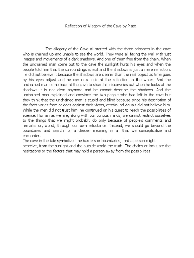 Reflection of Allegory of The Cave by Plato | PDF