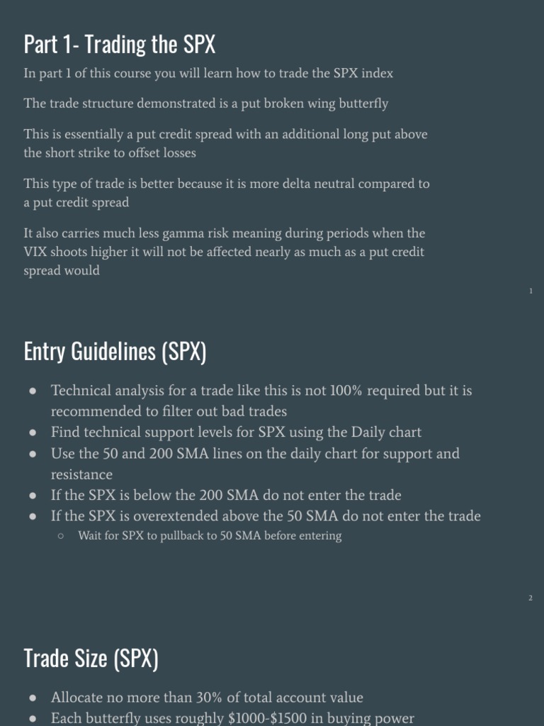 SPX Trading Strategies Explained | PDF | Securities (Finance ...