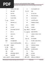 Note-Taking Abbreviations and Symbols | PDF