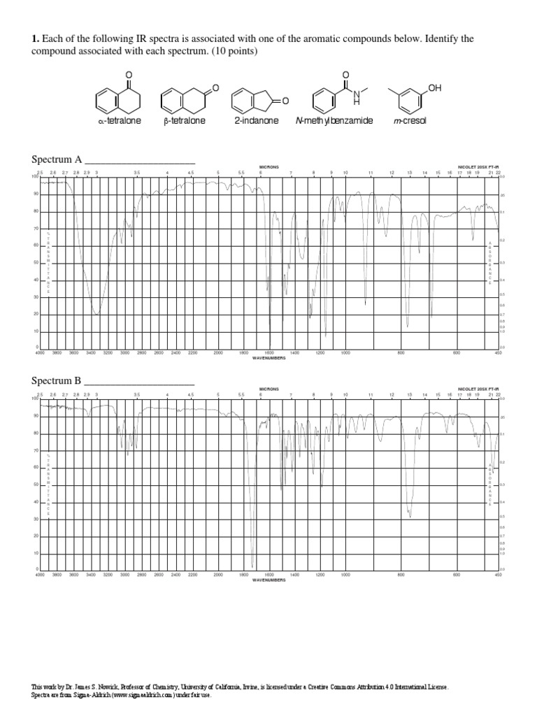 Analysis of Infrared Spectra to Identify Five Aromatic Compounds | PDF ...