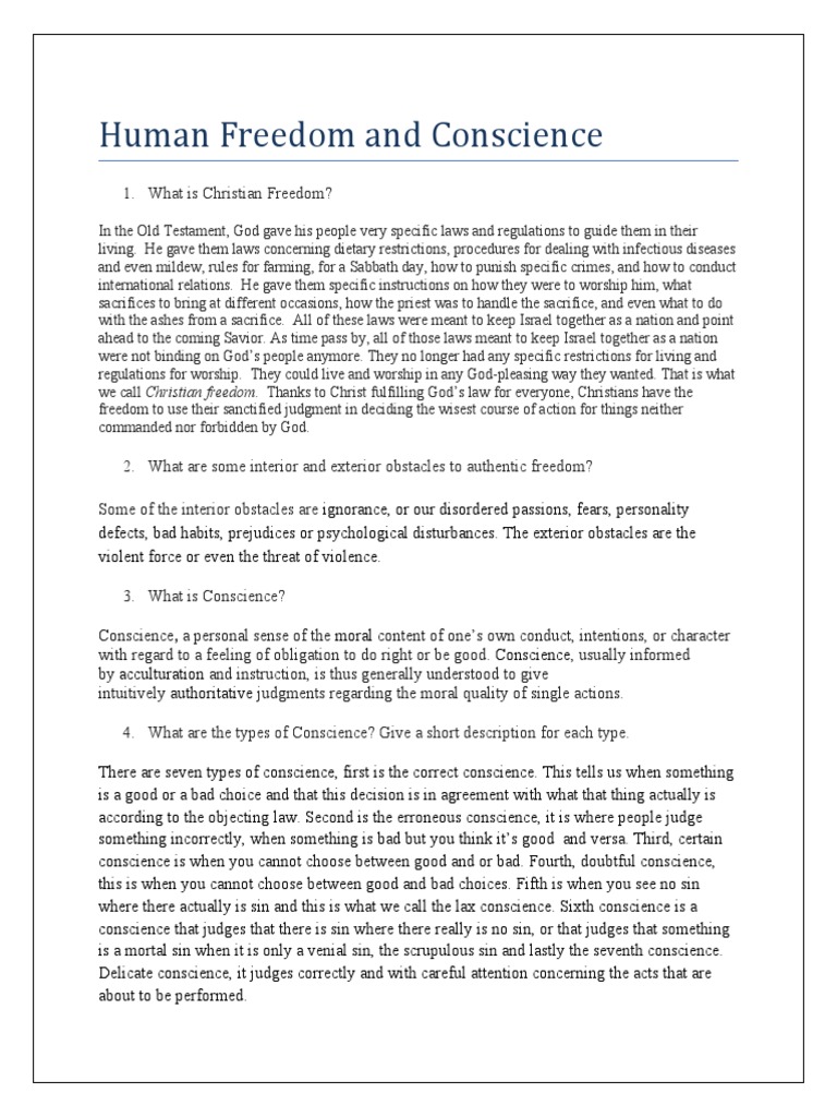 Understanding Christian Freedom and Conscience | PDF | Conscience ...