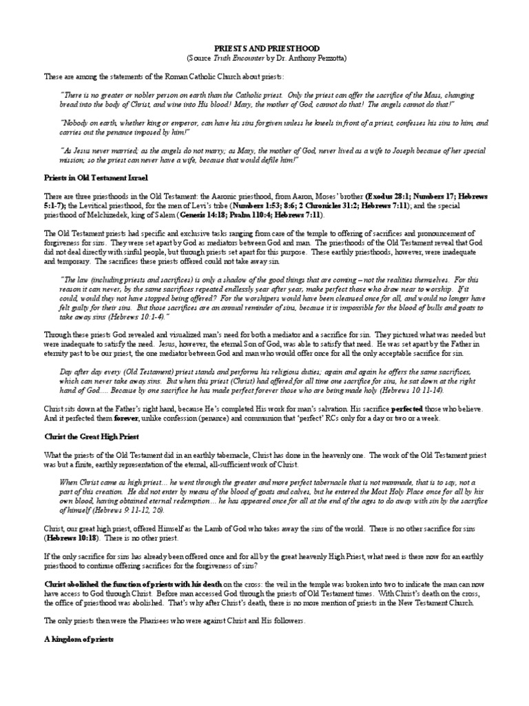 Understanding the Catholic Priesthood | PDF | Confession (Religion) | Jesus