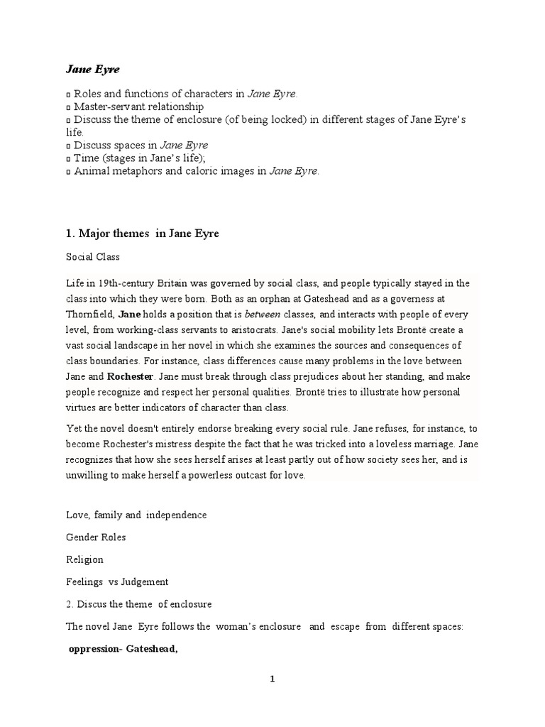Major Themes in Jane Eyre PDF Id Jane Eyre