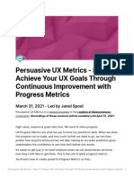 Persuasive UX Metrics - Day 3 Achieve Your UX Goals Through Continuous Improvement With Progress Metrics