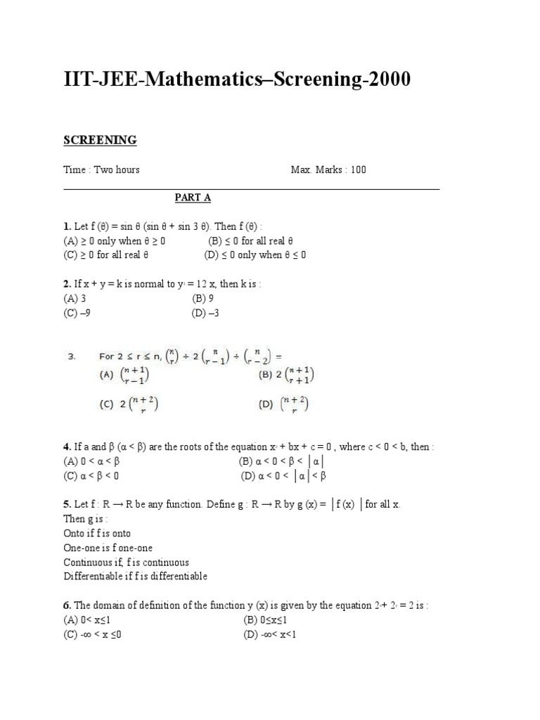 2766IIT JEE Mathematics Question Papers 2000 | PDF | Triangle | Odds