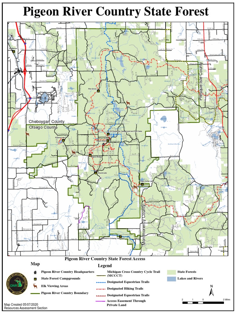 Pigeon River Country State Forest Map PDF