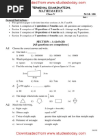 Mathematics: First Terminal Examination, 2015