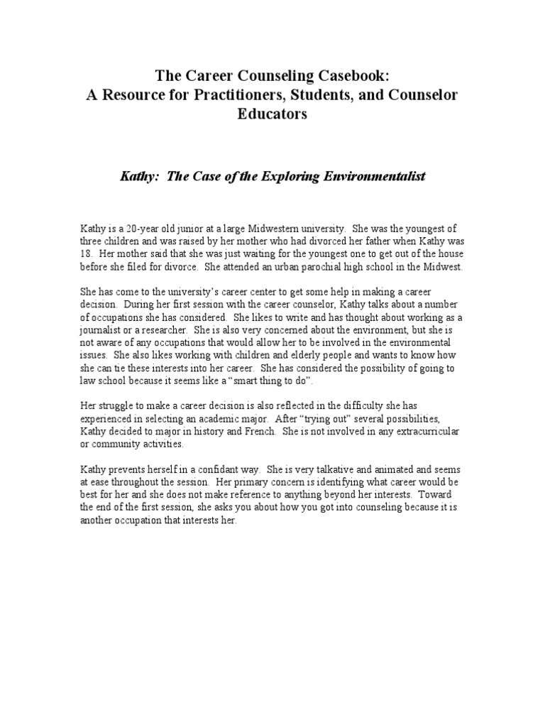 Career Counseling Case Book PDF Counseling Psychology Identity