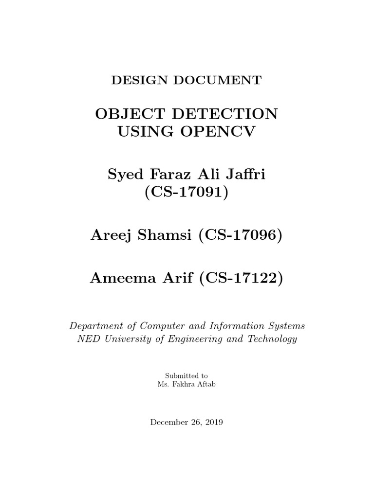 Design Document For An Object Detection Application Using OpenCV | PDF ...