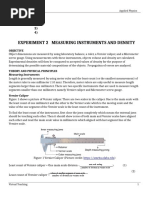 Experiment 2 Measuring Instruments and Density: Name/s: 1) 2) 3) 4)