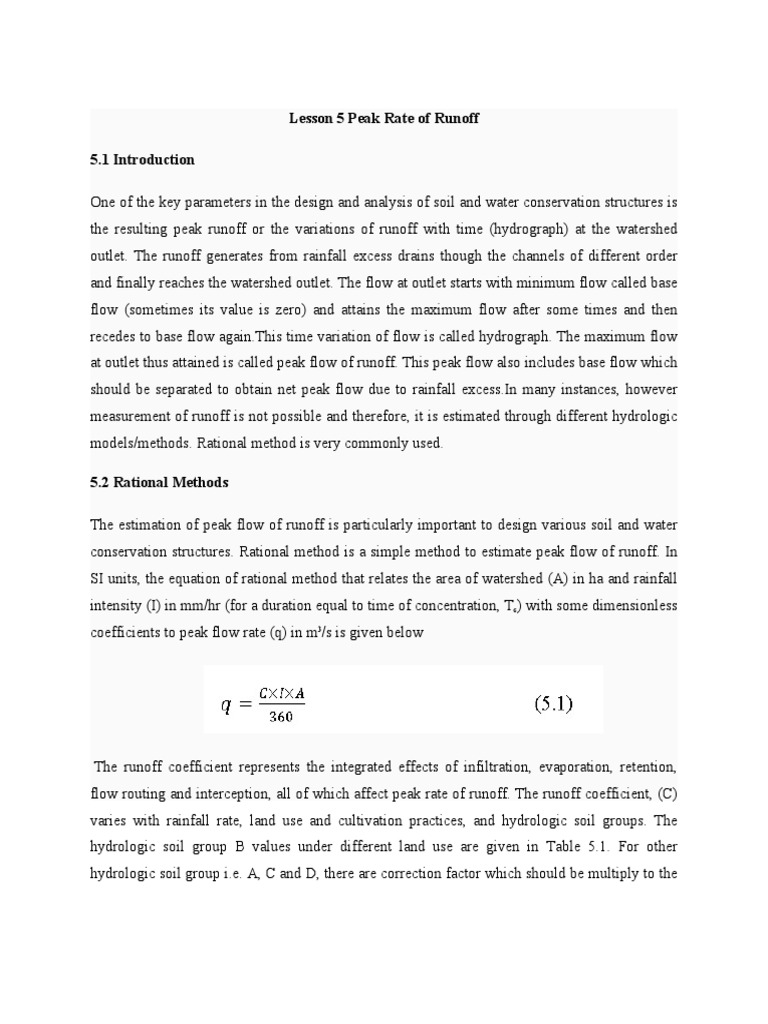 Peak Runoff Rate Estimation Methods | PDF | Drainage Basin | Surface Runoff