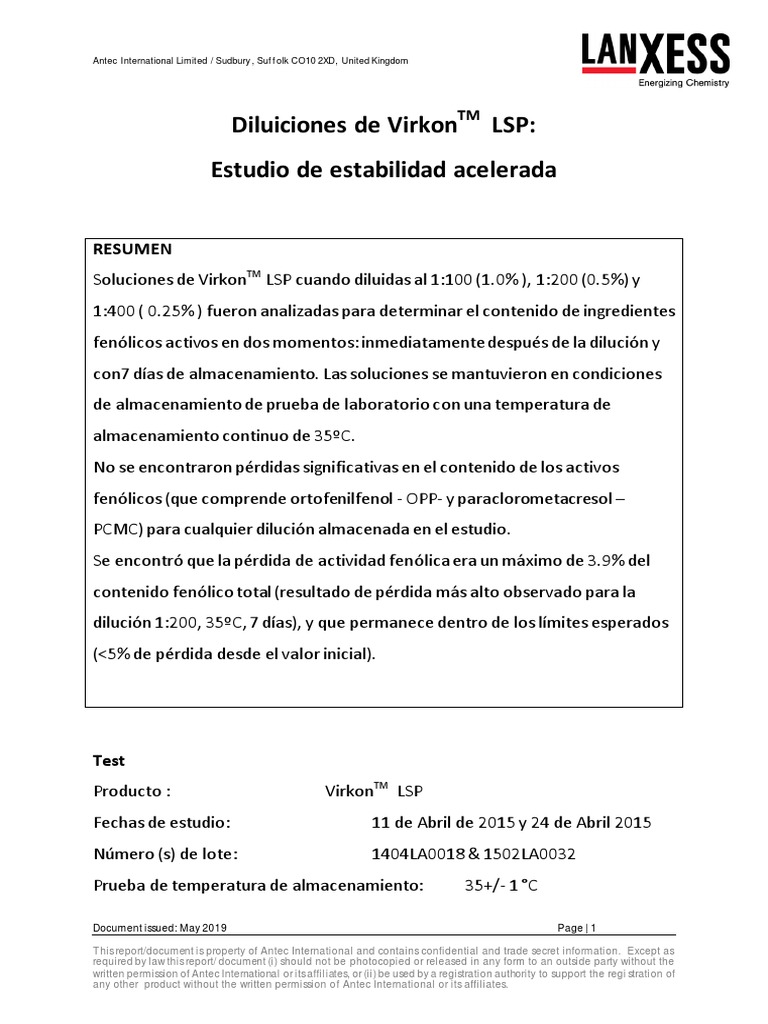 LSP Dilution Stability 35C v.5 Español PDF Química Ciencias fisicas