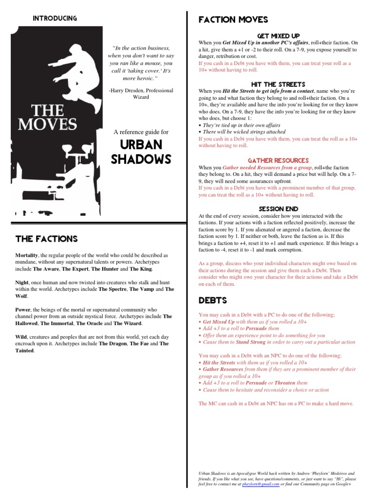 Navigating Urban Shadows A Guide to Factions and Their Interactions PDF