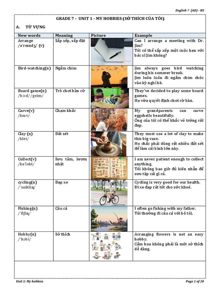 E7 Unit 1 My Hobbies (HS) | PDF