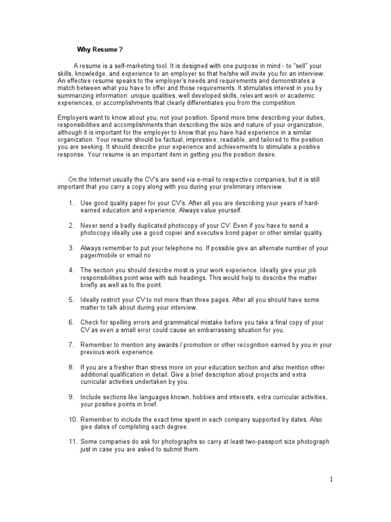 Why Resume | PDF | Résumé | Employment