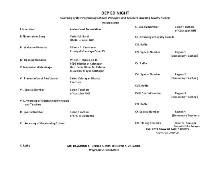 DepEd Night Awards Program 2025 | PDF