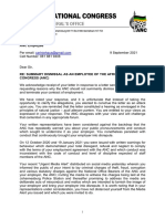 Letter of Dismissal To Cde Carl Niehaus 9 September 2021