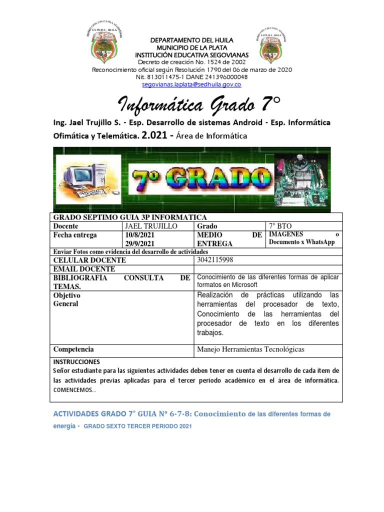 Guía de Informática para Grado 7° | PDF | Periférico | Hardware de la ...