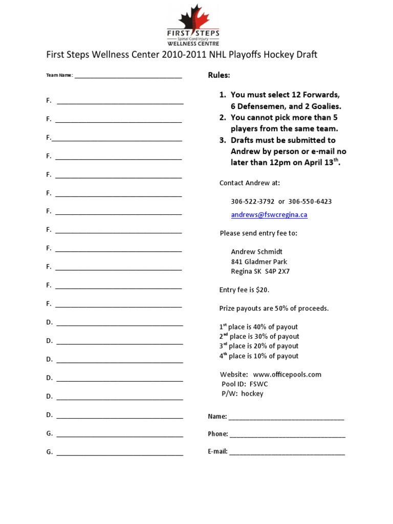 NHL Playoffs Hockey Draft Instructions | PDF | Career & Growth