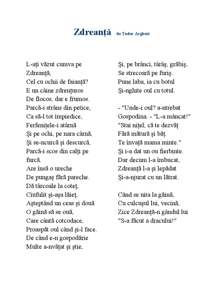 Zdreanta De Tudor Arghezi