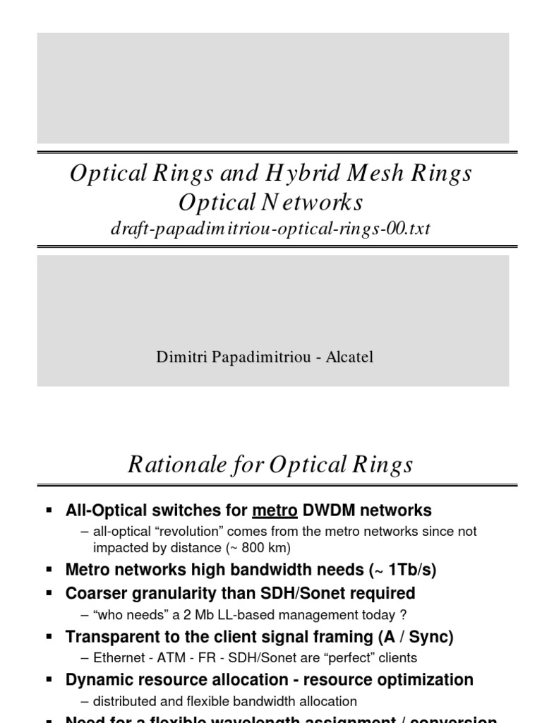 Optical Rings and Hybrid Mesh Rings Optical Networks | PDF | Computers
