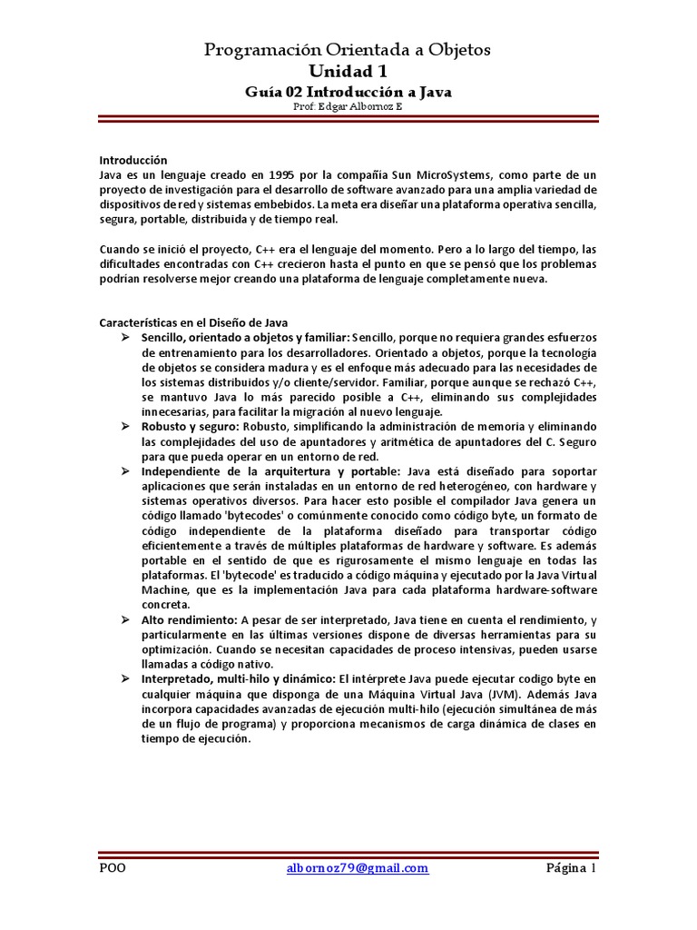 Guia 02 - Introduccion A Java | PDF | Java (lenguaje de programación ...