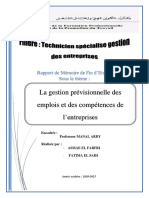 La Gestion Prévisionnelle Des Emplois Et Des Compétences de L'entreprises