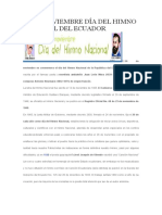 26 de Noviembre Día Del Himno Nacional Del Ecuador